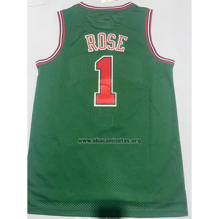 Camiseta Chicago Bulls Derrick Rose NO 1 Mitchell & Ness 2008-09 Verde2